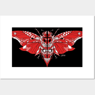 red crimson cidada in death monster ecopop pattern in colors of underworld Posters and Art